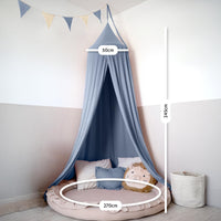 Baldachin Blau / mit Goldapplikation – Musselin Betthimmel mit Goldapplikation fürs Kinderzimmer LILIMAUS