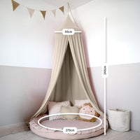 Baldachin Hellbeige / mit Goldapplikation – Musselin Betthimmel mit Goldapplikation fürs Kinderzimmer LILIMAUS