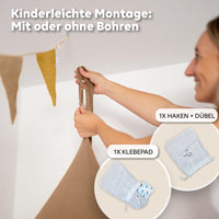 Baldachin Nougat / mit Goldapplikation – Musselin Betthimmel mit Goldapplikation fürs Kinderzimmer LILIMAUS