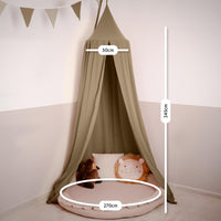 Baldachin Dunkelbeige / mit Goldapplikation – Musselin Betthimmel mit Goldapplikation fürs Kinderzimmer LILIMAUS