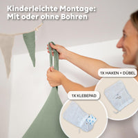 Baldachin Eukalyptus / mit Goldapplikation – Musselin Betthimmel mit Goldapplikation fürs Kinderzimmer LILIMAUS