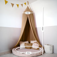 Baldachin Nougat / mit Goldapplikation – Musselin Betthimmel mit Goldapplikation fürs Kinderzimmer LILIMAUS