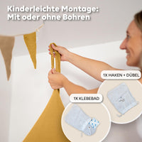 Baldachin Senfgelb / ohne Goldapplikation – Musselin Betthimmel fürs Kinderzimmer LILIMAUS