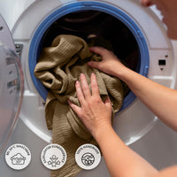 Baldachin Dunkelbeige / mit Goldapplikation – Musselin Betthimmel mit Goldapplikation fürs Kinderzimmer LILIMAUS