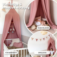 Baldachin Altrosa / mit Goldapplikation – Musselin Betthimmel mit Goldapplikation fürs Kinderzimmer LILIMAUS