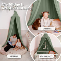 Baldachin Eukalyptus / ohne Goldapplikation – Musselin Betthimmel fürs Kinderzimmer LILIMAUS