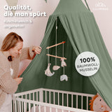 Baldachin Eukalyptus / ohne Goldapplikation – Musselin Betthimmel fürs Kinderzimmer LILIMAUS