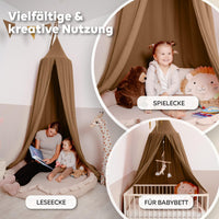 Baldachin Nougat / ohne Goldapplikation – Musselin Betthimmel fürs Kinderzimmer LILIMAUS