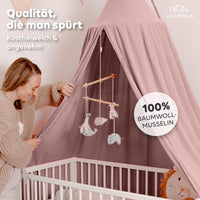 Baldachin Puderrosa / ohne Goldapplikation – Musselin Betthimmel fürs Kinderzimmer LILIMAUS