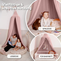 Baldachin Puderrosa / ohne Goldapplikation – Musselin Betthimmel fürs Kinderzimmer LILIMAUS