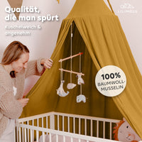Baldachin Senfgelb / ohne Goldapplikation – Musselin Betthimmel fürs Kinderzimmer LILIMAUS