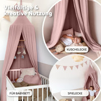 Baldachin Puderrosa / mit Goldapplikation – Musselin Betthimmel mit Goldapplikation fürs Kinderzimmer LILIMAUS