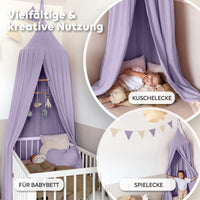 Baldachin Flieder / mit Goldapplikation – Musselin Betthimmel mit Goldapplikation fürs Kinderzimmer LILIMAUS