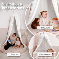 Baldachin Weiß / ohne Goldapplikation – Musselin Betthimmel fürs Kinderzimmer LILIMAUS