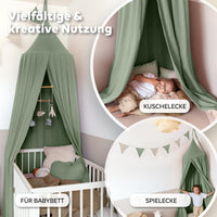 Baldachin Eukalyptus / mit Goldapplikation – Musselin Betthimmel mit Goldapplikation fürs Kinderzimmer LILIMAUS