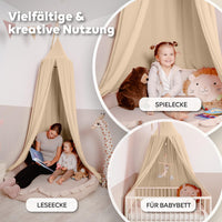 Baldachin Creme / ohne Goldapplikation – Musselin Betthimmel fürs Kinderzimmer LILIMAUS