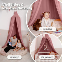 Baldachin Altrosa / ohne Goldapplikation – Musselin Betthimmel fürs Kinderzimmer LILIMAUS