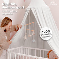 Baldachin Weiß / ohne Goldapplikation – Musselin Betthimmel fürs Kinderzimmer LILIMAUS