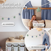 blau & eukalyptus / sterne / mit goldapplikation