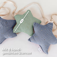 blau & eukalyptus / sterne / mit goldapplikation