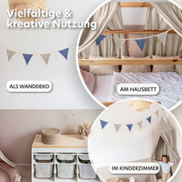 blau & hellbeige / wimpel / mit goldapplikation