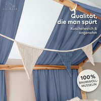 blau & hellbeige / wimpel / mit goldapplikation