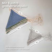 blau & eukalyptus / wimpel / mit goldapplikation