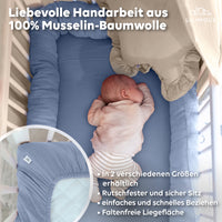 Babybett Himmel (Gold) + Bettschlange + Babybettlaken + Wimpelkette/Sternenkette (Gold) ab