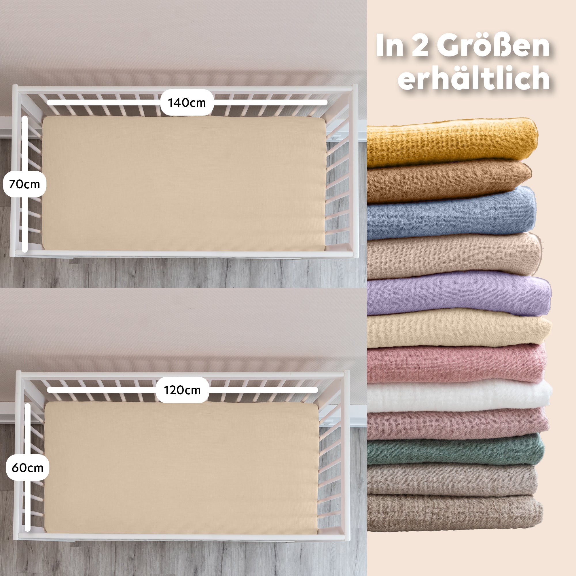 Babybett Himmel (Gold) + Bettschlange + Babybettlaken + Wimpelkette/Sternenkette (Gold) ab