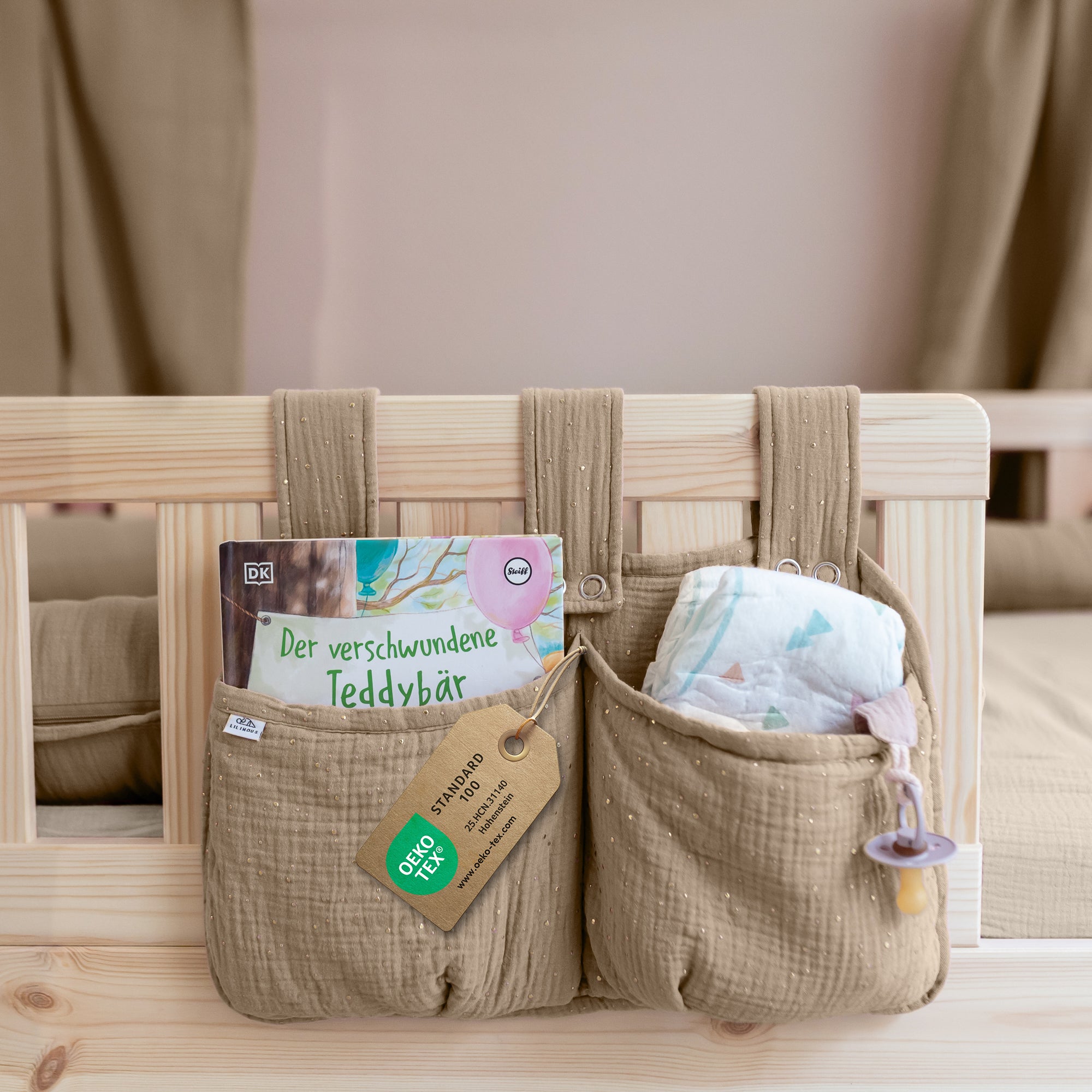 Dunkelbeige / mit Goldapplikation