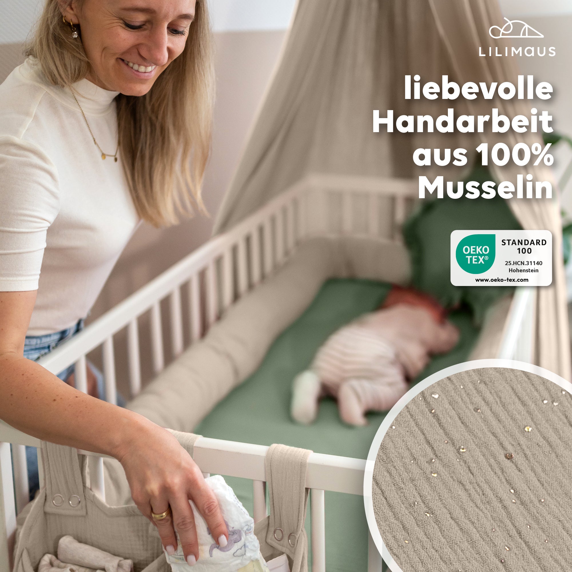 Hellbeige / mit Goldapplikation