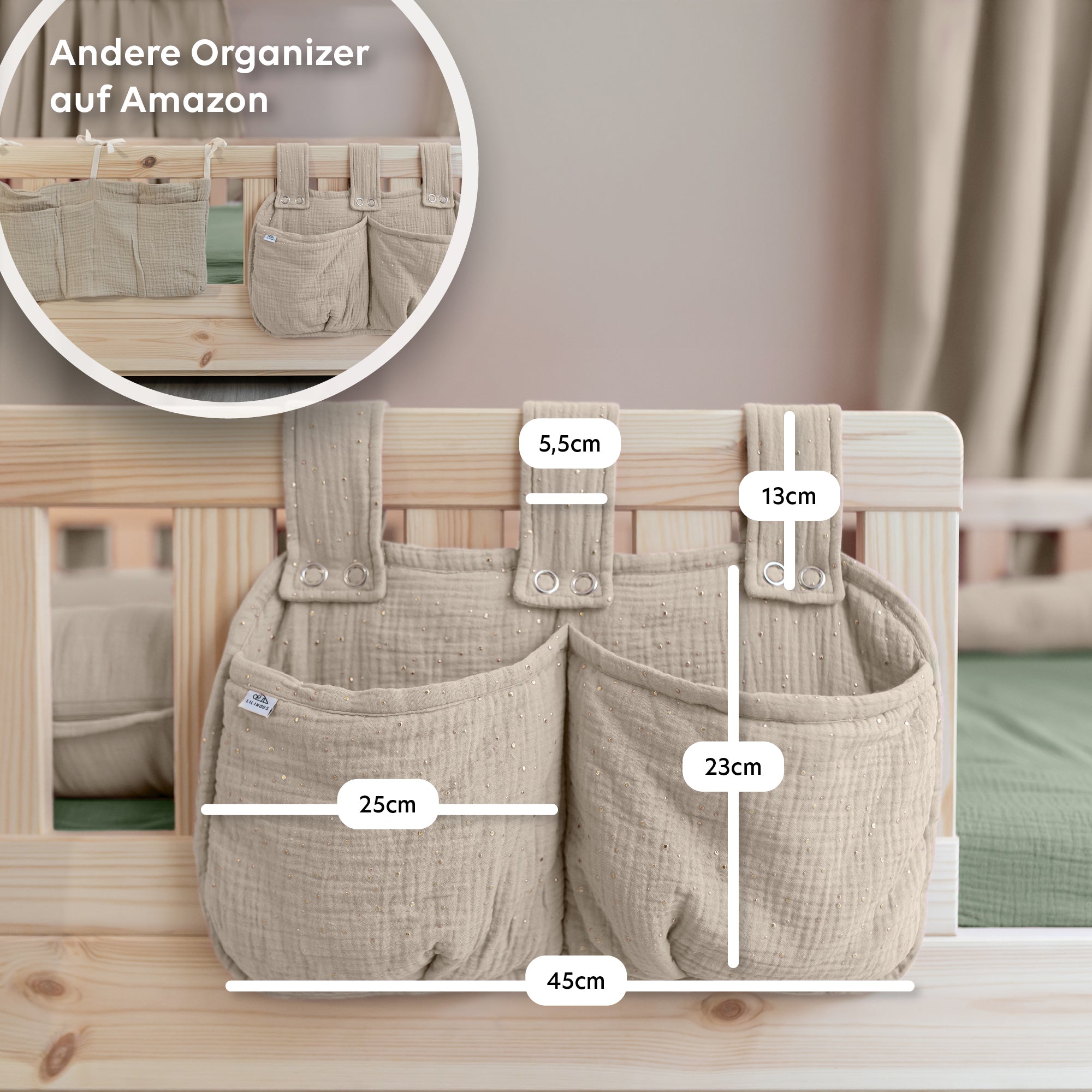 Hellbeige / mit Goldapplikation