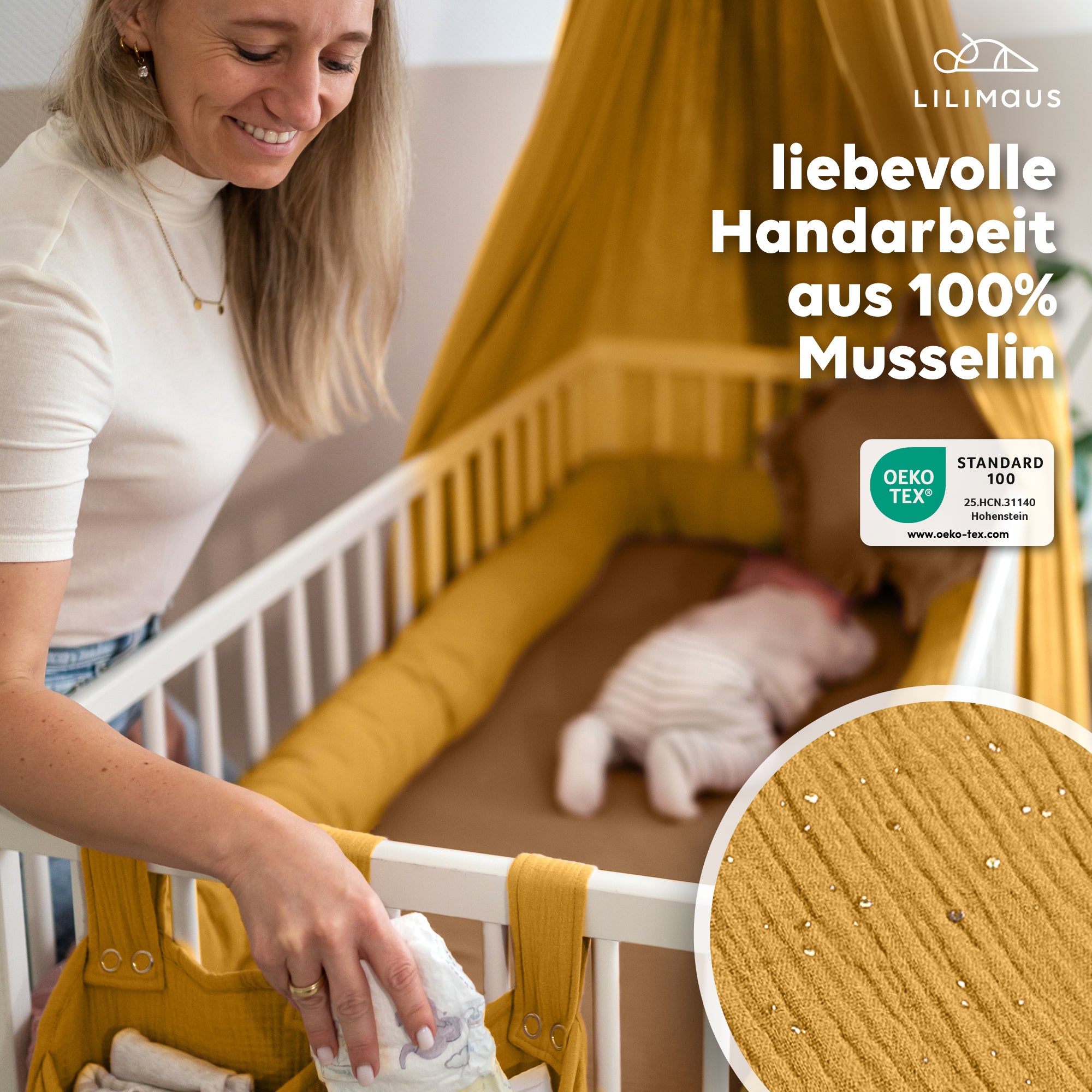 Senfgelb / mit Goldapplikation