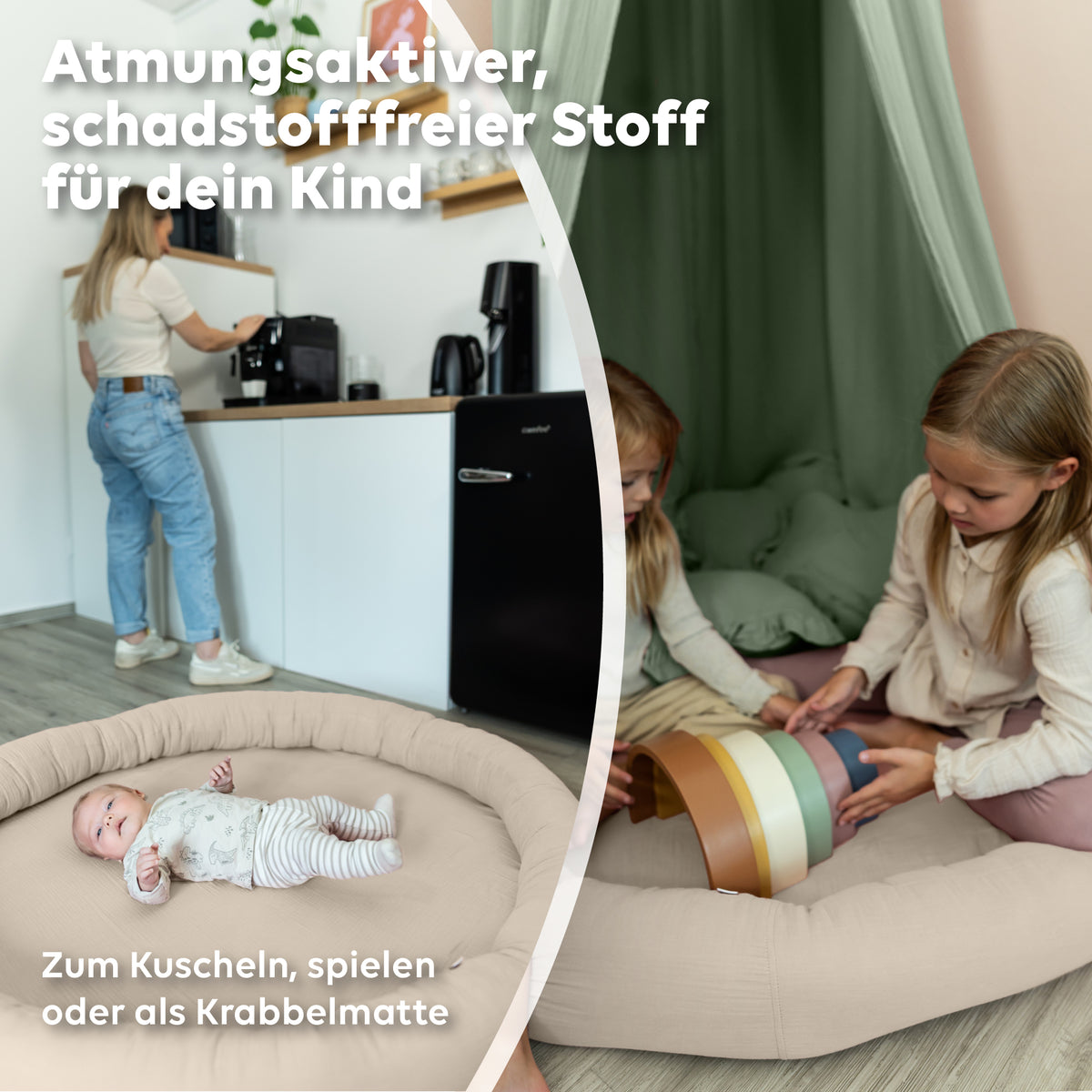 Bodenkissen | Kinderzimmer Deko | Hochwertige Musselin-Baumwolle | Weich, Atmungsaktiv & Gemütlich | Zauberhafte Wohlfühloase