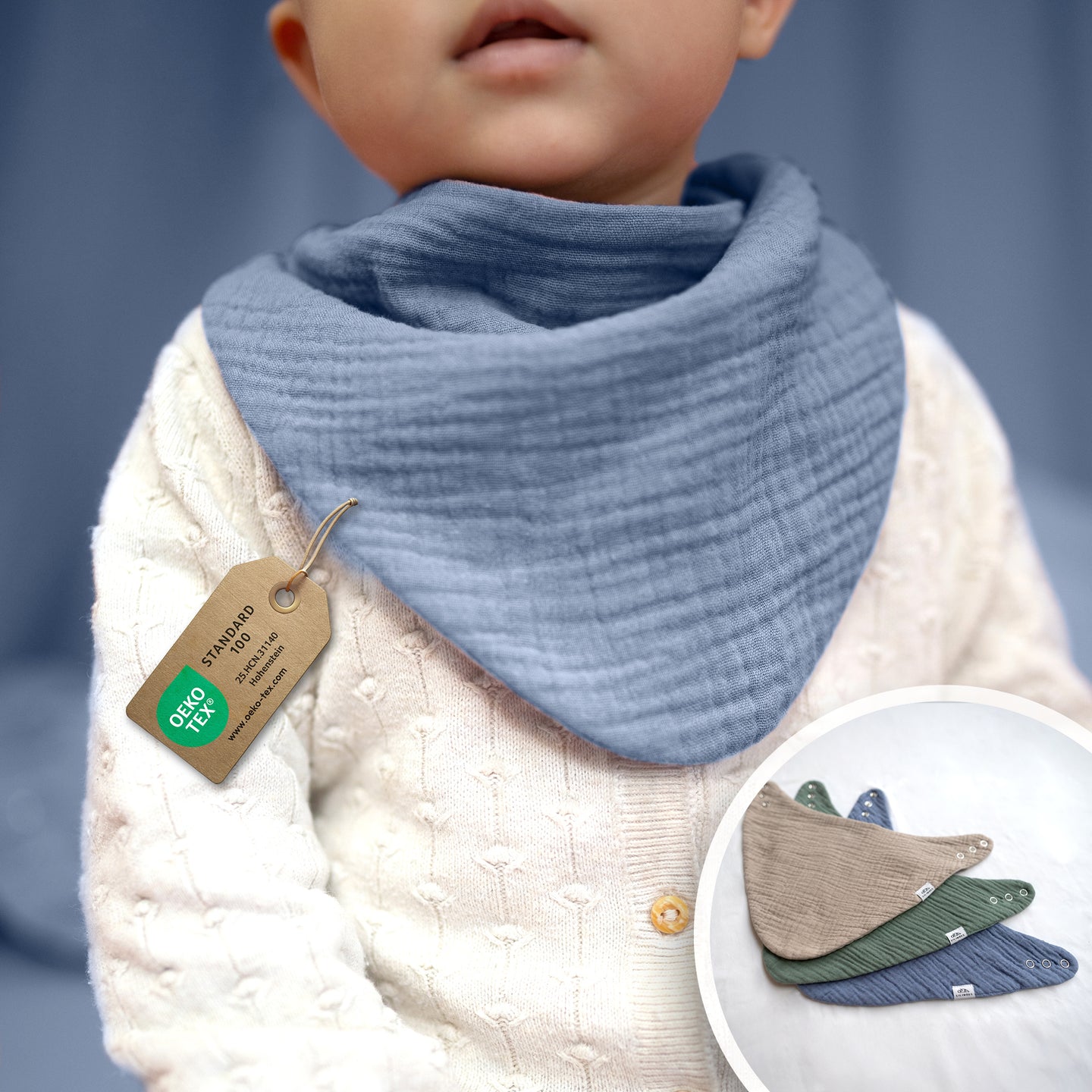 Hellbeige & Blau & Eukalyptus / Baby