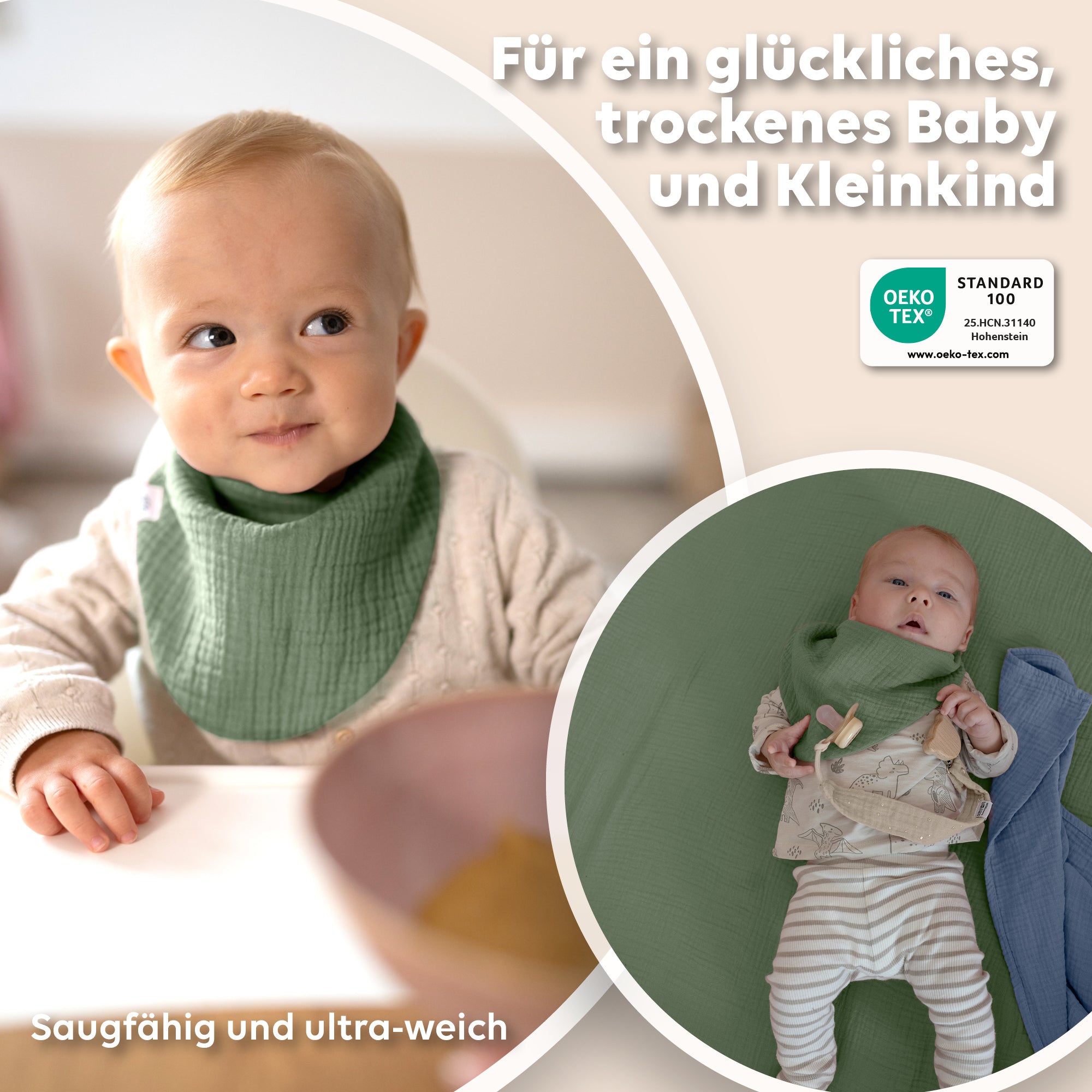 Hellbeige & Blau & Eukalyptus / Kleinkind