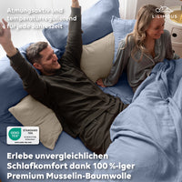 Blau / 200x200 + 2x Kissen 80x80 200x220 + 2x Kissen 80x80 220x240 + 2x Kissen 80x80 135x200 + 1 Kissen 80x80 155x220 + 1 Kissen 80x80