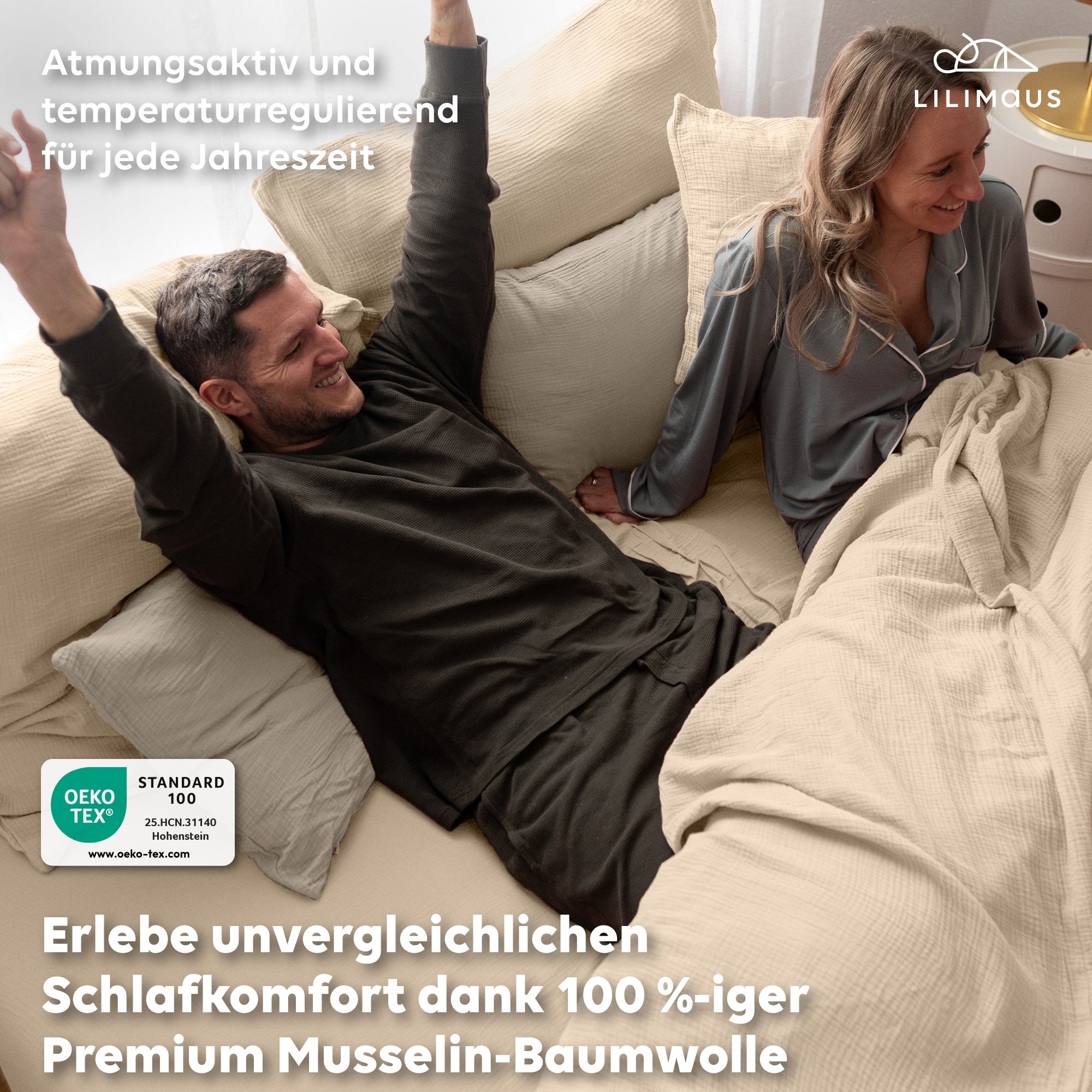 Creme / 200x200 + 2x Kissen 80x80 200x220 + 2x Kissen 80x80 220x240 + 2x Kissen 80x80 135x200 + 1 Kissen 80x80 155x220 + 1 Kissen 80x80