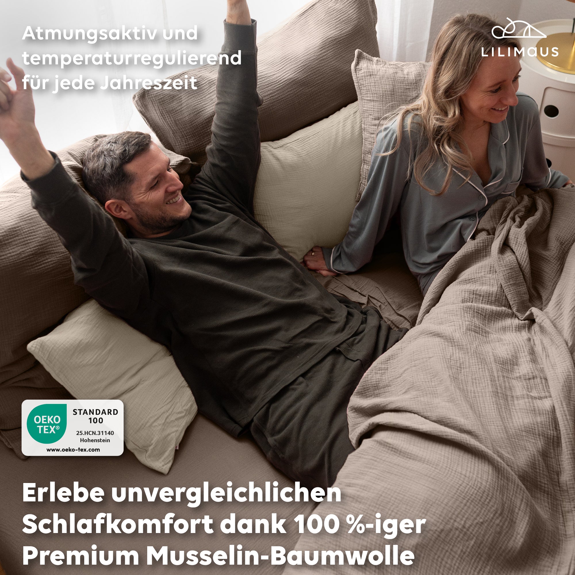 Dunkelbeige / 200x200 + 2x Kissen 80x80 200x220 + 2x Kissen 80x80 220x240 + 2x Kissen 80x80 135x200 + 1 Kissen 80x80 155x220 + 1 Kissen 80x80