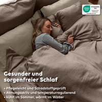 Dunkelbeige / 200x200 + 2x Kissen 80x80 200x220 + 2x Kissen 80x80 220x240 + 2x Kissen 80x80 135x200 + 1 Kissen 80x80 155x220 + 1 Kissen 80x80