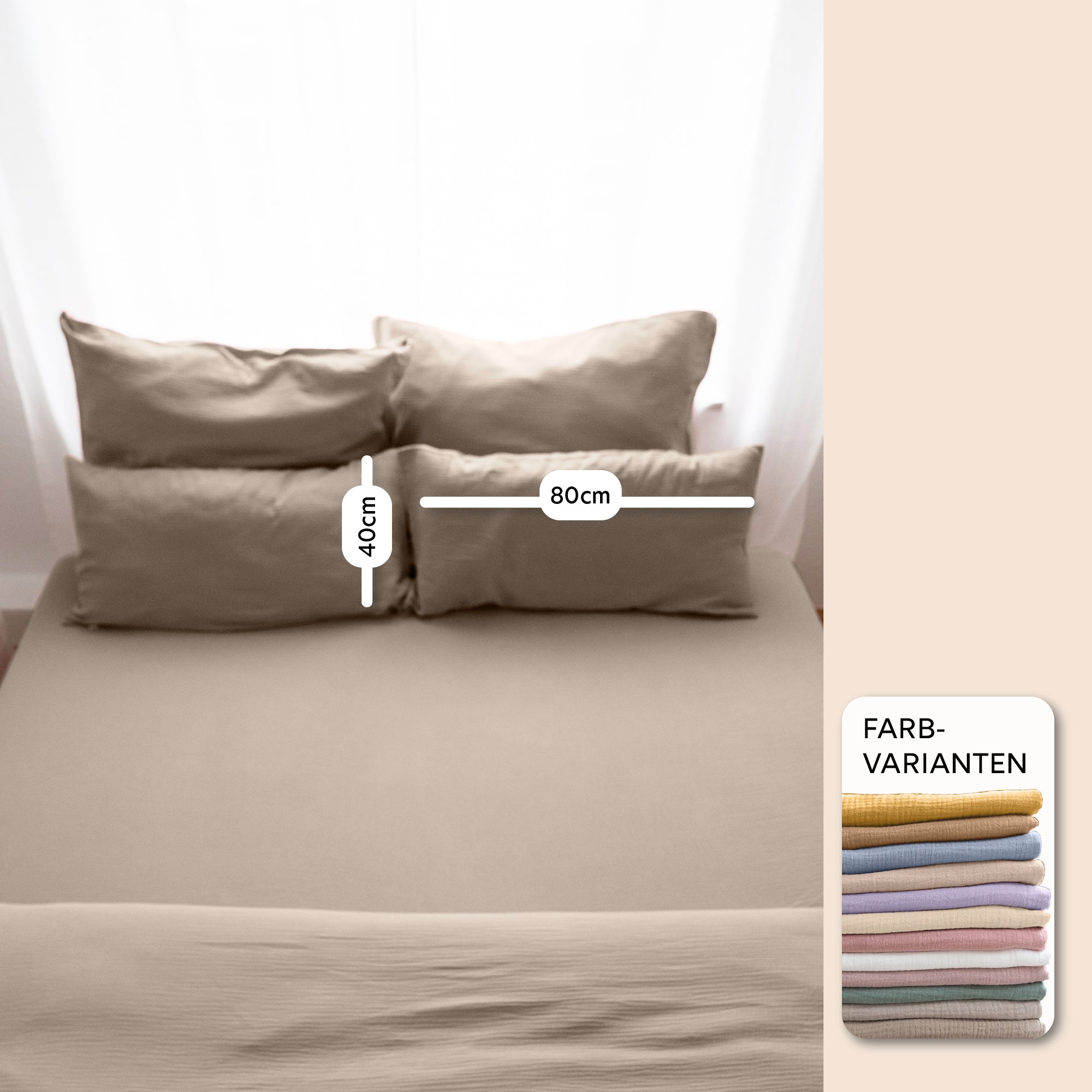 Dunkelbeige / 1 Kissen 40x80