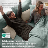 Eukalyptus / 135x200cm + 1 Kissen 80x80cm 155x220cm + 1 Kissen 80x80cm 200x200cm + 2x Kissen 80x80cm 200x220cm + 2x Kissen 80x80cm 220x240cm + 2x Kissen 80x80cm