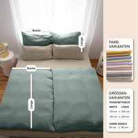 Hellbeige & Eukalyptus / 135x200 + 1 Kissen 80x80 155x220 + 1 Kissen 80x80