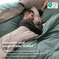 Hellbeige & Eukalyptus / 200x200 + 2x Kissen 80x80 200x220 + 2x Kissen 80x80 220x240 + 2x Kissen 80x80 135x200 + 1 Kissen 80x80 155x220 + 1 Kissen 80x80