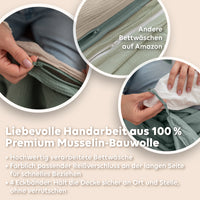 Hellbeige & Eukalyptus / 200x200 + 2x Kissen 80x80 200x220 + 2x Kissen 80x80 220x240 + 2x Kissen 80x80 135x200 + 1 Kissen 80x80 155x220 + 1 Kissen 80x80