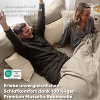 Hellbeige / 200x200 + 2x Kissen 80x80 200x220 + 2x Kissen 80x80 220x240 + 2x Kissen 80x80 135x200 + 1 Kissen 80x80 155x220 + 1 Kissen 80x80