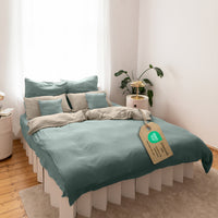 Hellbeige & Eukalyptus / 200x200 + 2x Kissen 80x80 200x220 + 2x Kissen 80x80 220x240 + 2x Kissen 80x80 135x200 + 1 Kissen 80x80 155x220 + 1 Kissen 80x80