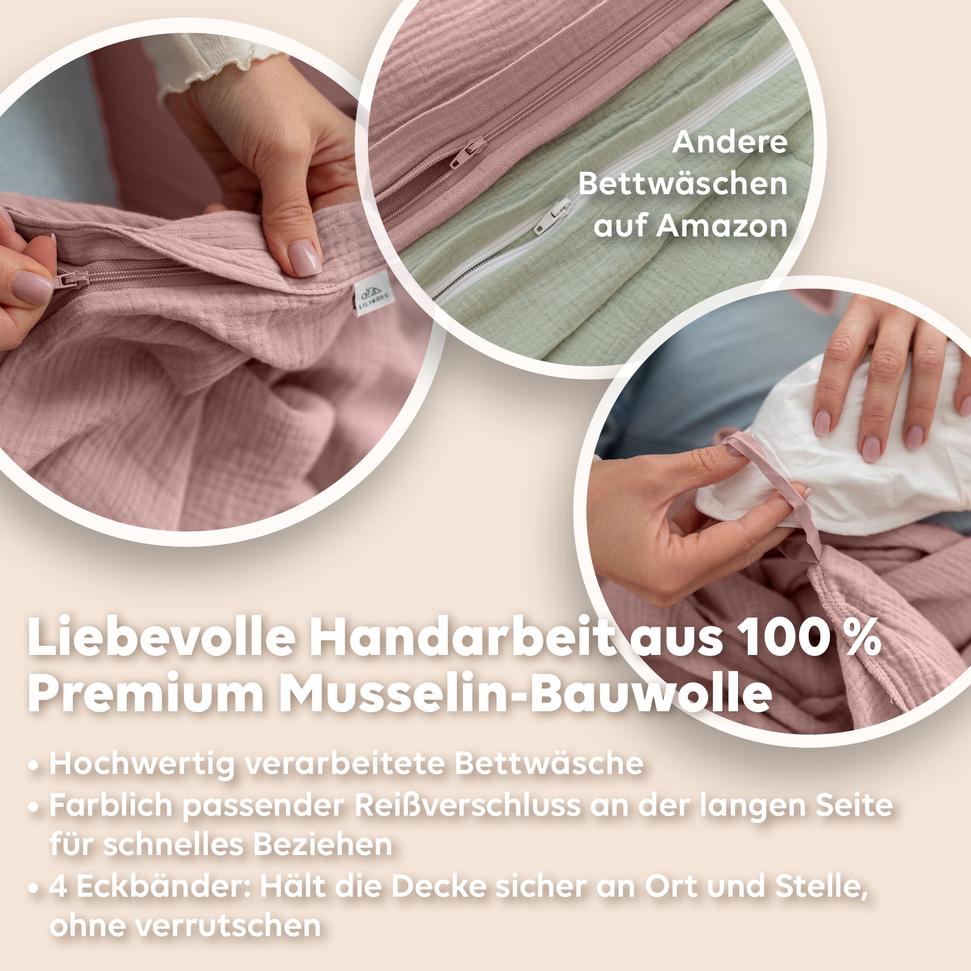 Puderrosa / 200x200 + 2x Kissen 80x80 200x220 + 2x Kissen 80x80 220x240 + 2x Kissen 80x80 135x200 + 1 Kissen 80x80 155x220 + 1 Kissen 80x80