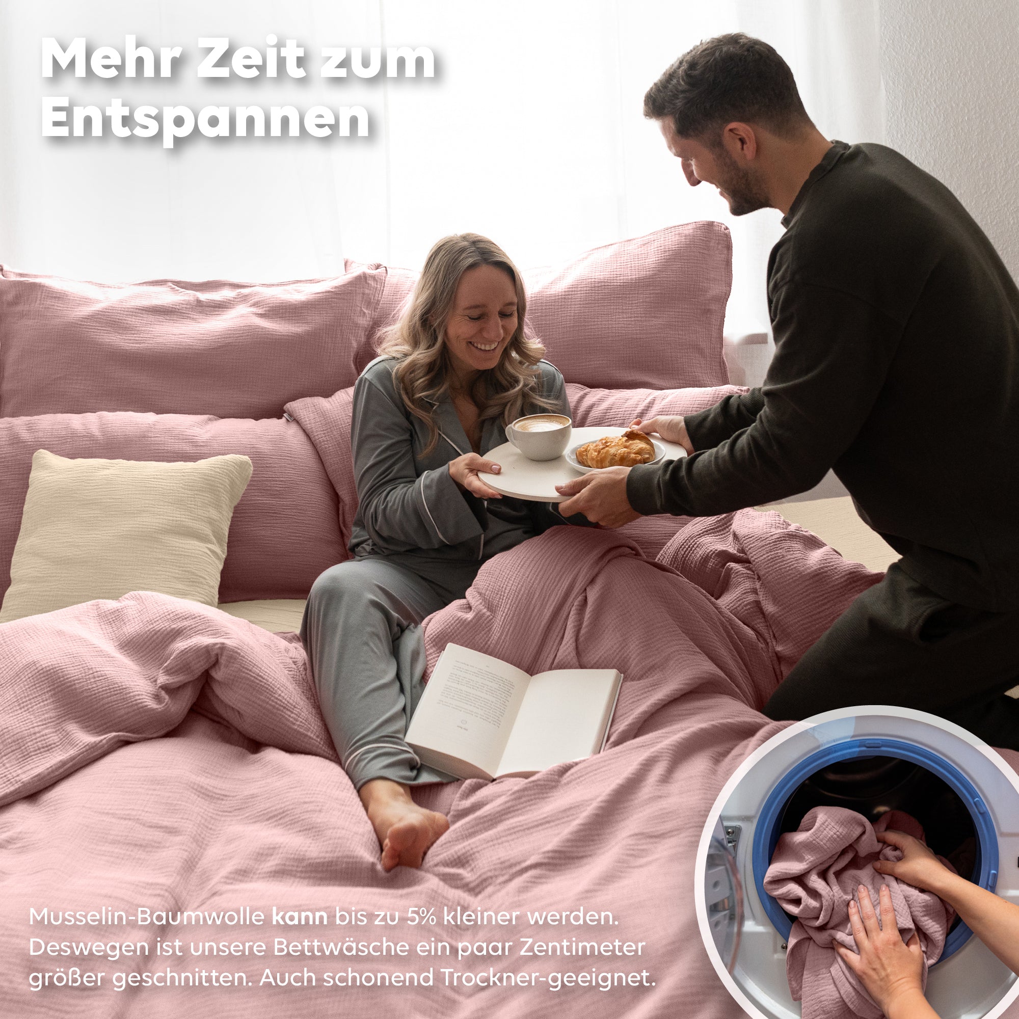 Puderrosa / 200x200 + 2x Kissen 80x80 200x220 + 2x Kissen 80x80 220x240 + 2x Kissen 80x80 135x200 + 1 Kissen 80x80 155x220 + 1 Kissen 80x80