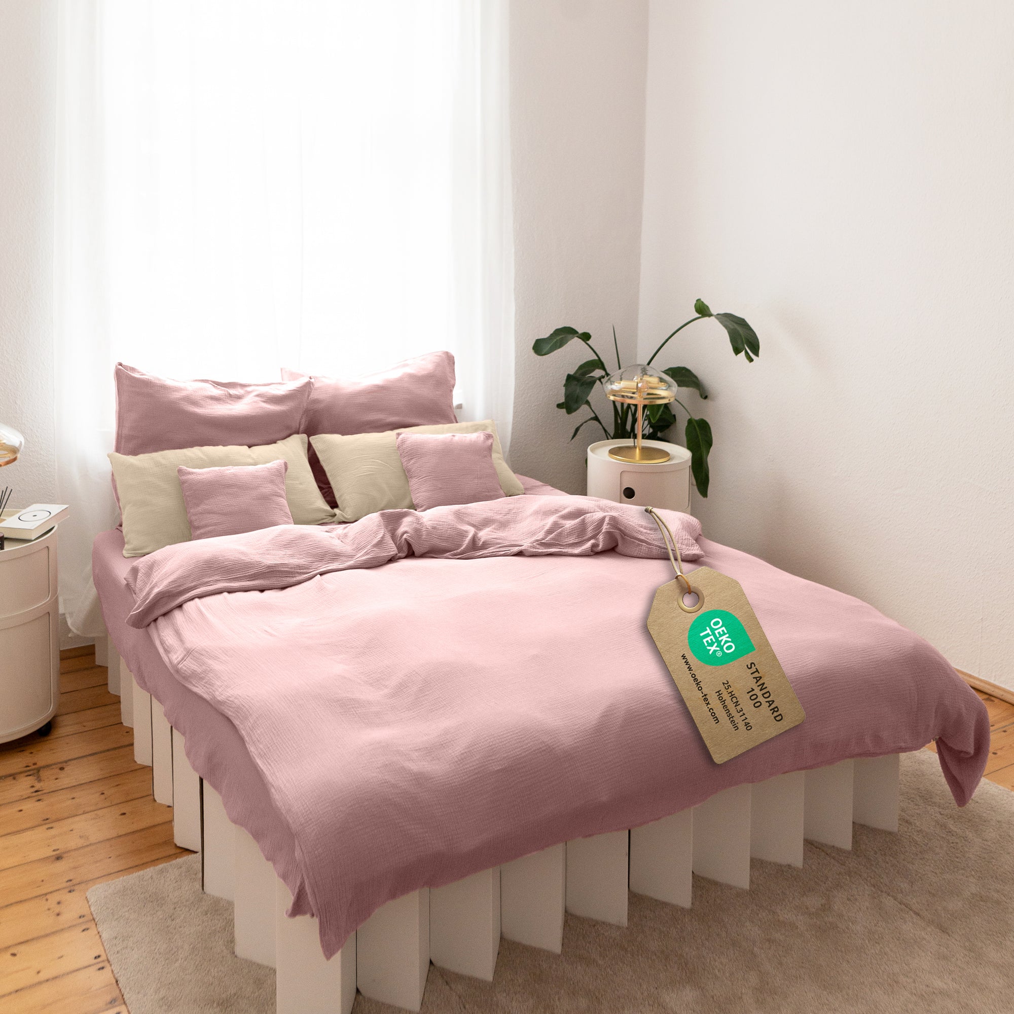 Puderrosa / 200x200 + 2x Kissen 80x80 200x220 + 2x Kissen 80x80 220x240 + 2x Kissen 80x80 135x200 + 1 Kissen 80x80 155x220 + 1 Kissen 80x80